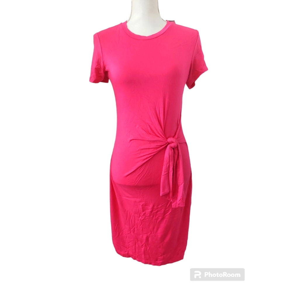 Calvin‎ Klein Pink Tie Front  T-Shirt Dress Size 2